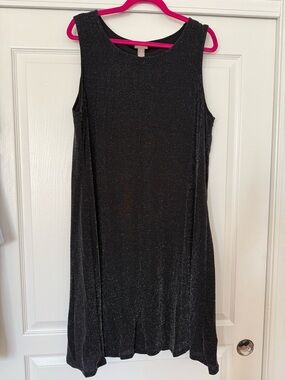Chicos Sleeveless Sparkle Black Shift Dress